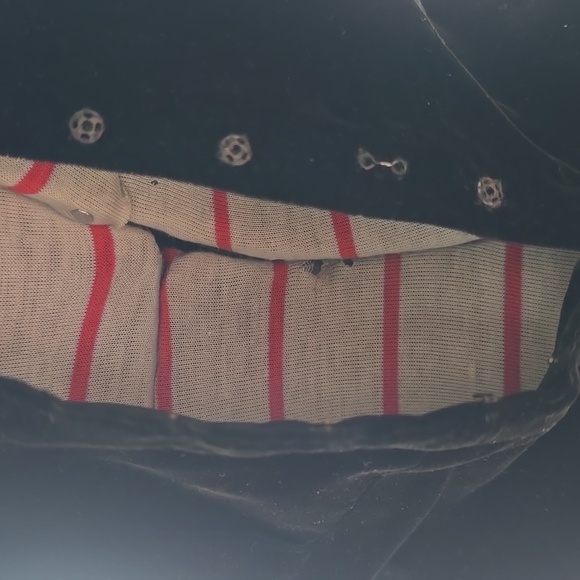 Vintage 1920s / 1930s Full Length Black Velvet Dress with Mesh Leaf Cut Outs - Picture 9 of 9